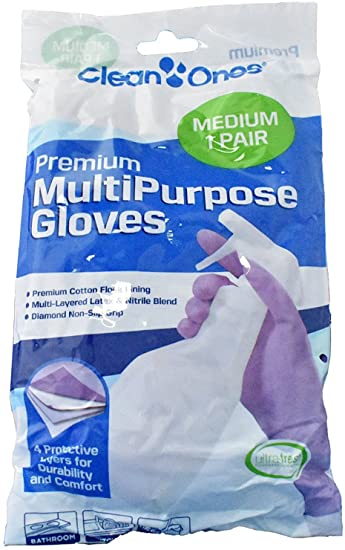 Clean Ones Premium Multipurpose Gloves - 2 Pair Pack (MEDIUM)