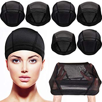 Tatuo 8 Pack Dome Caps Stretchable Wigs Cap Spandex Dome Style Wig Caps For Men Women (Black Nylon and Mesh Wig Caps)