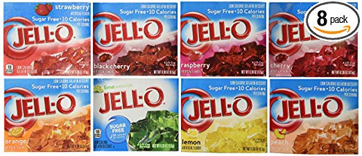 Jell-O Sugar Free Gelatin Sampler (Bundle of 8 Different Flavors .3-oz)