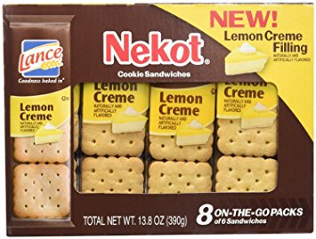 Lance Nekot Cookie Sandwiches Lemon Creme Filling 8 Count (Pack of 3)