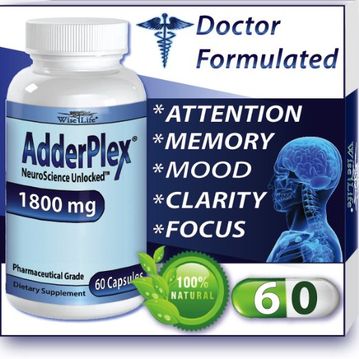 Adderplex to Improve Focus, Added Attention, Mood, Increase Memory, Concentration, Mental Energy, DR Formulated Safe Anti-Stress Natural Alternative With Ginkgo and Phosphatidylserine