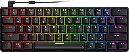 Punkston TH61s 60% Mechanical Gaming Keyboard,RGB Backlit Wired Ultra-Compact Mini Mechanical Keyboard Full Keys Programmable Black (Optical Brown Switch)