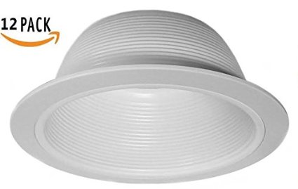 12 Pack - 6" Inch White Baffle Recessed Can Light Trim