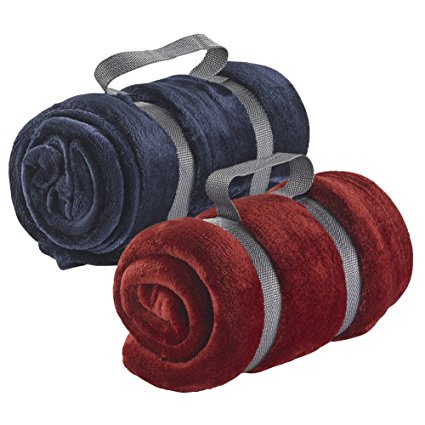 Lewis N Clark Microplush Travel Blankets - Red and Blue 2-Pack