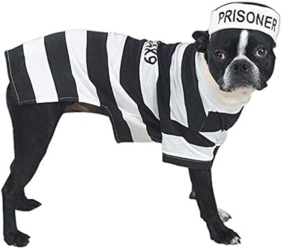 Casual Canine Prison Pooch Costume for Dogs, 24" XL, Black and White