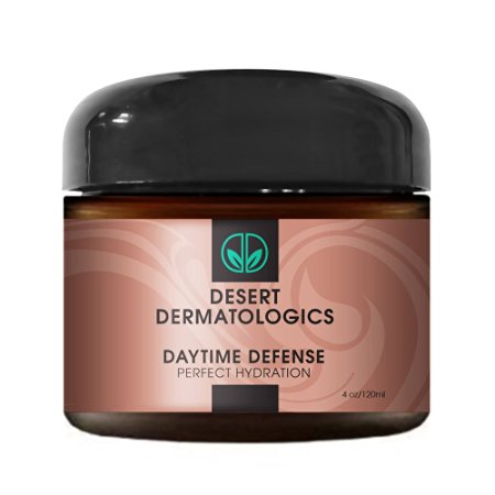 DESERT DERMATOLOGICS Physician Developed Daytime Defense Perfect Hydration Organic and Natural Moisturizer with Desert Botanical Actives, Hyaluronic Acid, for All Skin Types. 4 ounce.