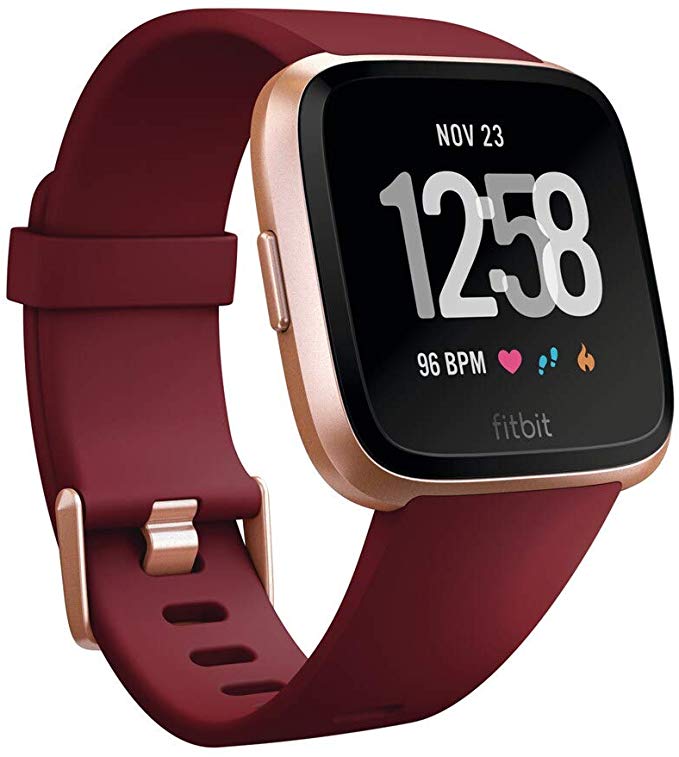 Fitbit Versa Smartwatch with Limited Edition Ruby Band, Ruby/Rose Gold Aluminium, One Size (S & L Bands Included)