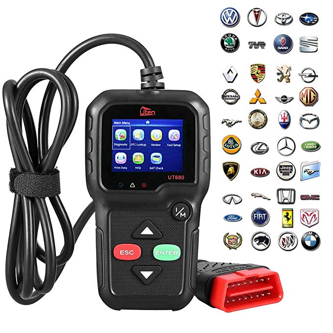 Uten OBD 2 Reader, Auto OBD2 Scanner, Car Diagnostic Scanner, OBD2 EOBD Scanners Tool Check Engine Light Code Reader for All OBD II Protocol Cars Since 1996