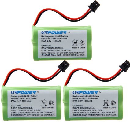 URPOWER® 3 Pack 2.4V Ni-MH home Phone Battery for Uniden BT1007 BT-1007 BT904 BT-904 BT1015 BBTY0460001 BBTY0510001 BBTY0624001 BBTY0700001 CEZAi2998 DCX150 DECT1500 Panasonic HHR-P506 HHR-P506A