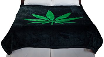 Lavish Home Heavy Thick Plush Mink Blanket, 8-Pound, Marijuana Leaf