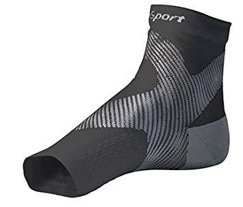 SureSport® Ultra 8 Plantar Fasciitis Foot / Ankle Compression Sleeve (Black & Grey) S/M Toeless Sock for Heel Arch & Ankle Support Men & Women - Accelerated Recovery, Reduced Muscle Fatigue - Breathable & Comfortable, Relief From Swelling, Improves Blood Circulation