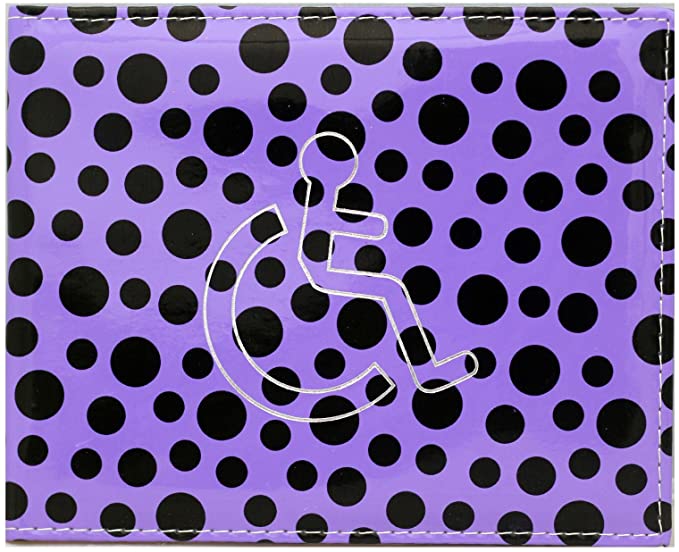 SystemsEleven Disable Badge & Timer Parking Permit Holder Black Polka Dots Fancy Case Cover (Purple)