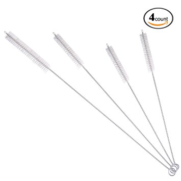 GFDesign Drinking Straw Cleaning Brushes Set Pipe Tube Cleaner Nylon Bristles Stainless Steel Handle 8" 10" 12" Extra Long 10mm 12mm Extra Wide Diameter - Set of 4