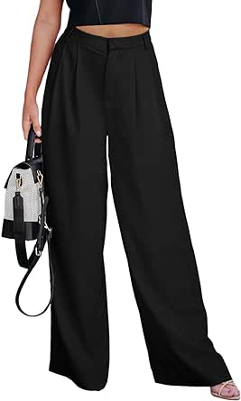 Dokotoo Wide Leg Womens Pants 2024 Work Business High Waisted Casual Dress Palazzo Flowy Trousers