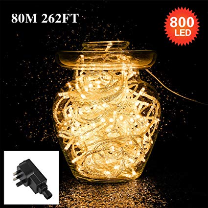 800 LED 80M LED String Fairy Lights,Tersely Indoor&Outdoor Fairy Lights for Christmas Tree Party Wedding Events Garden (8 Lighting Modes, Memory Function)