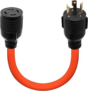 4 Prong to 3 Prong Generator Plug Adapter Cord, Nema L5-30P Generator Male to Nema L14-30R Transfer Switch Female,30Amp STW 10AWG 1.6FT