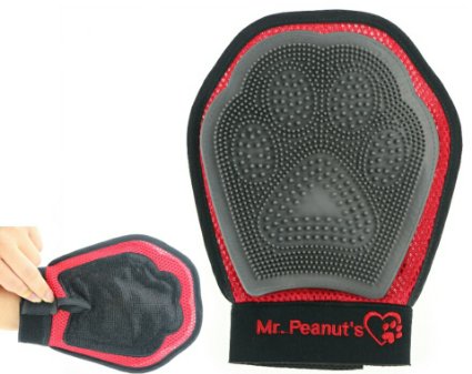 Mr. Peanut's Pet Grooming Glove Brush for Either Hand, Deshedding Tool, For Long and Short Hair Grooming of Dogs, Horses, Bunnies & Some Agreeable Cats, Pet Massage & Bathing Brush & Comb