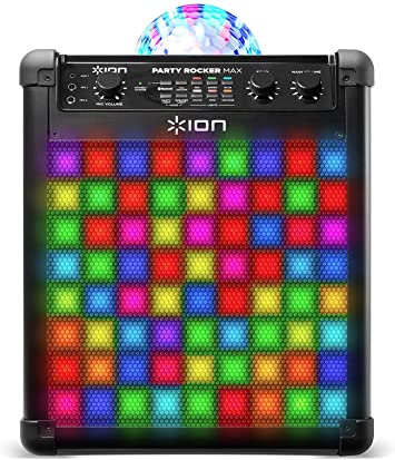 ION Audio Party Rocker Max - 100 W Portable Wireless Bluetooth Speaker & Karaoke Centre with Rechargeable Battery, Party Light Display and Microphone