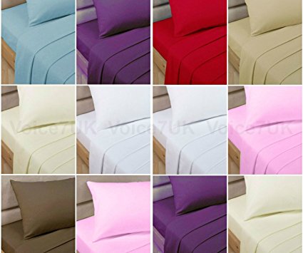 Luxury 100% Egyptian Cotton Plain FLAT BED SHEETS ~ PERCALE Hotel Quality with 200 Thread Counts ~ 8 Stunning Colors & UK SIZES (KING, CREAM)
