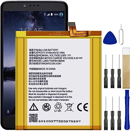DDONG for AT&T ZTE Blade Spark Z971 Replacement Battery Li3931T44P8h756346 Adhesive Tool