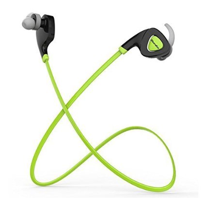 Bluetooth Headset, V4.1 Wireless Sweatproof Stereo Headphones Running Sports Earbuds Mini Lightweigh Earphones with Mic/APT-X/Noise Cancelling for iPhone, iPad, Samsung Galaxy and Android(Green)
