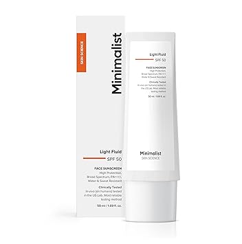 Minimalist Fluid Sunscreen SPF 50 PA     | Clinically Tested in US (In-Vivo) | No White Cast | Broad Spectrum | Lightweight, Water & Sweat Resistant | For Women & Men | 50ml