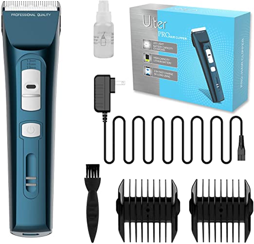 Uiter Hair Clippers for Men - 5 Hour Long Life Battery, Professional Rechargeable Hair Trimmers Hair Cutting Kit for Men, Women, Children, Includes Length Guide Combs and Fast Charging Adapter