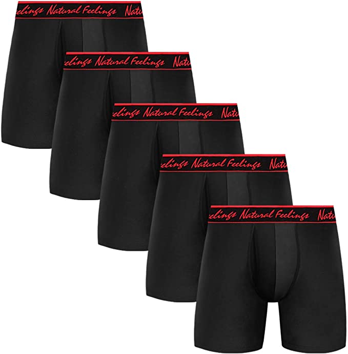 Natural Feelings 5 Pack Men's Boxer Briefs Quick Dry Travel Underwear Outdoor Sports Lightweight Underwear