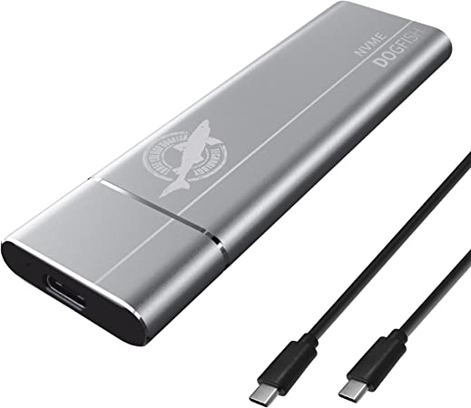 Dogfish Portable External SSD 256GB up to 2400MB/s 3D NAND NVMe Pcie M.2 Aluminum USB 3.1 Type C Ultralight Solid State Drives for Mac, Desktop, PC, Laptop