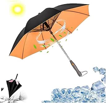 Uv Blocking Umbrella with Fan and Mister,Cooling Long Handle Umbrella With Fan And Mist Spray,3 in 1 Umbrella with Fan and Mist Spray,USB Rechargeable Sun Umbrella for Fishing,Golfing,Sand,Travel