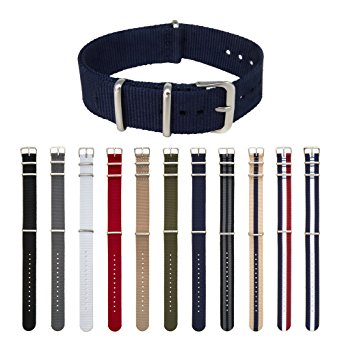ARCHER Watch Straps, Premium Nylon NATO Straps, Choice of Color and Size (18mm, 20mm, 22mm, 24mm)
