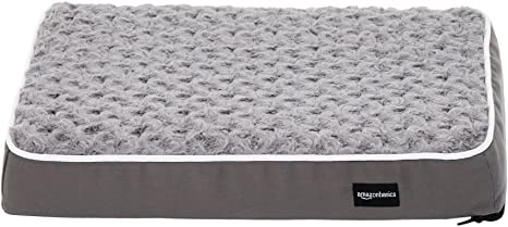 AmazonBasics Ergonomic Foam Pet Dog Bed - 15 x 20 Inches, Grey