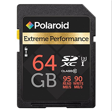 64GB High Speed SD Card U3, UHS-1 Class 10 SDXC Memory Flash Card - Up to 95MB/s Read Speed & 90MB/s Write Speed - Supports Full HD and 4K Ultra HD video recording