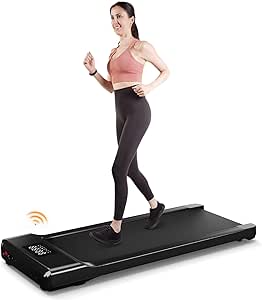 DeerRun 2024 Upgrade Walking Pad, Smart Under Desk Treadmill for Home, No-Assembly Treadmills, APP/Remote Control, LED Display, Walking Jogging Machine, 300 lbs Capacity