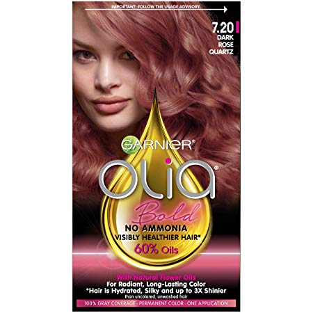 Garnier Olia Bold Ammonia Free Permanent Hair Color (Packaging May Vary), 7.20 Dark Rose Quartz, Rose Hair Dye, 1 Count Kit