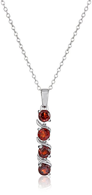 Sterling Silver 4-Stone 4mm Genuine and Lab-Created Gemstone Pendant Necklace, 18”