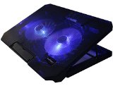 LotFancy 13 - 17 Inch Laptop Cooling Pad Cooler with 2 Fans Led Light Dual USB Port Raise and Lock Stand Adjustable Speed and Height