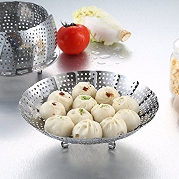 Zicome Collapsible Vegetable Steamer, Seafood Steamer, Food Steamer - 7.5 Inch to 12 Inch - Stainless Steel