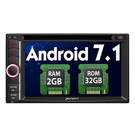 Android 7.1 Car Stereo Double Din DVD Player Octa Core with Android Auto, Navigation, WIFI, Bluetooth, 6.2 Inch Touch Screen, Support Backup Camera, MirrorLink, USB SD, OBD2