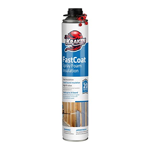 Kraken Bond Fastcoat Spray Foam Insulation - Insulation Foam Spray, Polyurethane Spray Foam, Heat Insulation&Acoustic Spray, Self Expanding Foam, Foam Insulation Can, Gun/Cleaner NOT Included | 1 Pack