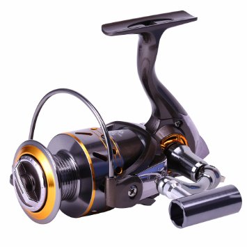 Sougayilang Leftright Interchangeable Collapsible Handle Spinning Fishing Reel with 521 Gear Ratio 121 Ball Bearings for Freshwater Saltwater Fishing