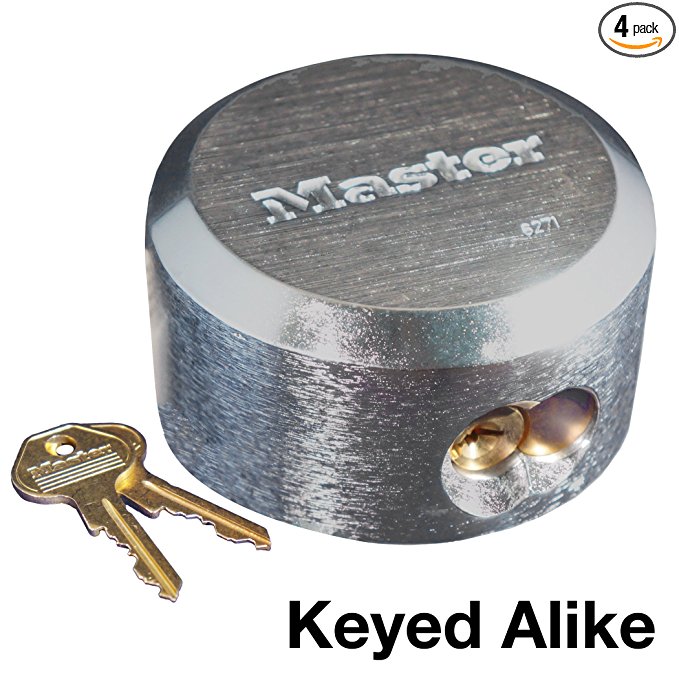 Master Lock 6271KA 4 Pack 2-7/8in. ProSeries Reinforced Hidden Shackle Rekeyable Pin Tumbler Keyed Alike Padlock, Chrome