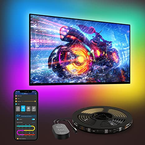 Govee TV LED Backlight, 3.8M RGBIC LED Strip Light for 55-75 inch TVs, Smart TV Lights with Bluetooth and Wi-Fi Control, Works with Alexa & Google Assistant, Music Sync, 99  Scene Modes