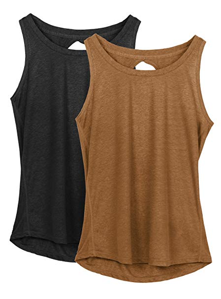 icyzone Yoga Tops Activewear Workout Clothes Open Back Fitness Racerback Tank Tops for Women