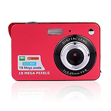 Fosa Mini Digital Camera with 2.7 Inch TFT LCD Display,18 Mega Pixels 3.0MP CMOS Sensor Support HD 720P 8X Digital Zoom Digital Video Camera A Great Gift for Birthday and Christmas (Red)