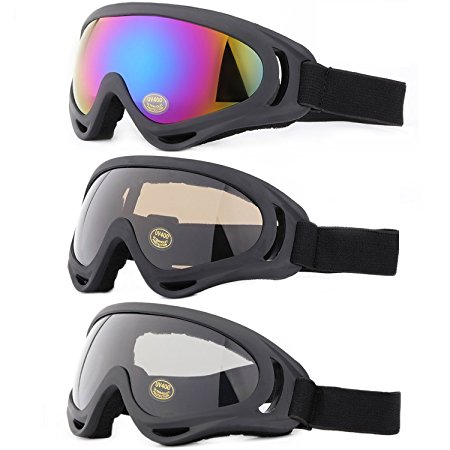 Ski Goggles, Yidomto Pack of 3 Snowboard Goggles for Kids, Boys, Girls, Youth, Mens, Womens, with UV Protection, Windproof, Anti Glare