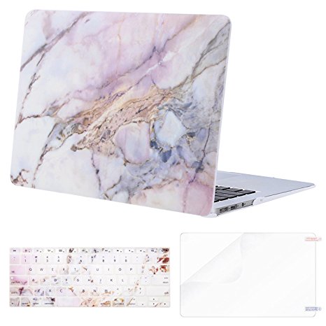 Mosiso Plastic Pattern Hard Case Shell with Keyboard Cover with Screen Protector for MacBook Air 13 Inch (Model: A1369 and A1466), Colorful Marble