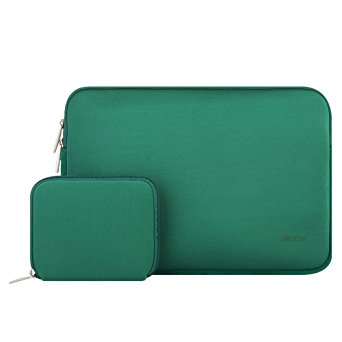 Mosiso Water Repellent Lycra Sleeve Bag Cover for 15-15.6 Inch MacBook Pro, Notebook Computer with Small Case, Peacock Green
