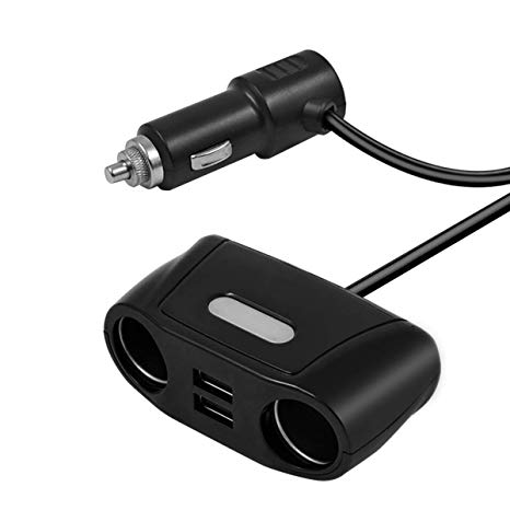 HZXVOGEN 150W 2-Socket Cigarette Lighter Power Adapter DC Outlet Splitter 3A Dual USB Car Charger for iPhone X/8/7/6s/6 Plus, iPad, Galaxy S9/S9 Plus, Google Pixel, Motorola, LG, Nexus, HTC and More