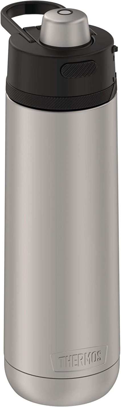 Thermos Guardian24 Ounce Steel & Espresso Stainless Hydration Bottle, 24oz, Matte Steel with Espresso Black